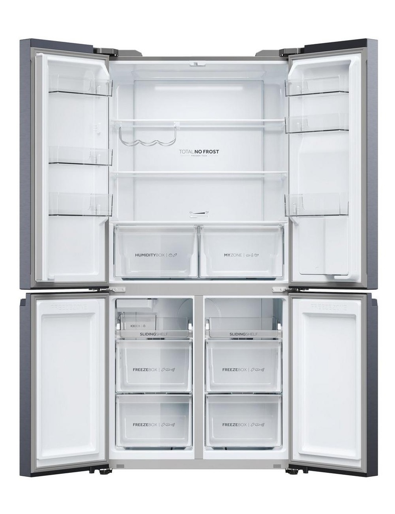 Haier HCR5919EHMB 90cm Freestanding American Fridge Freezer - Brushed Black