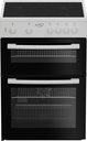 Zenith ZE605W 60cm Twin Cavity Electric Cooker with Glass Hob - White