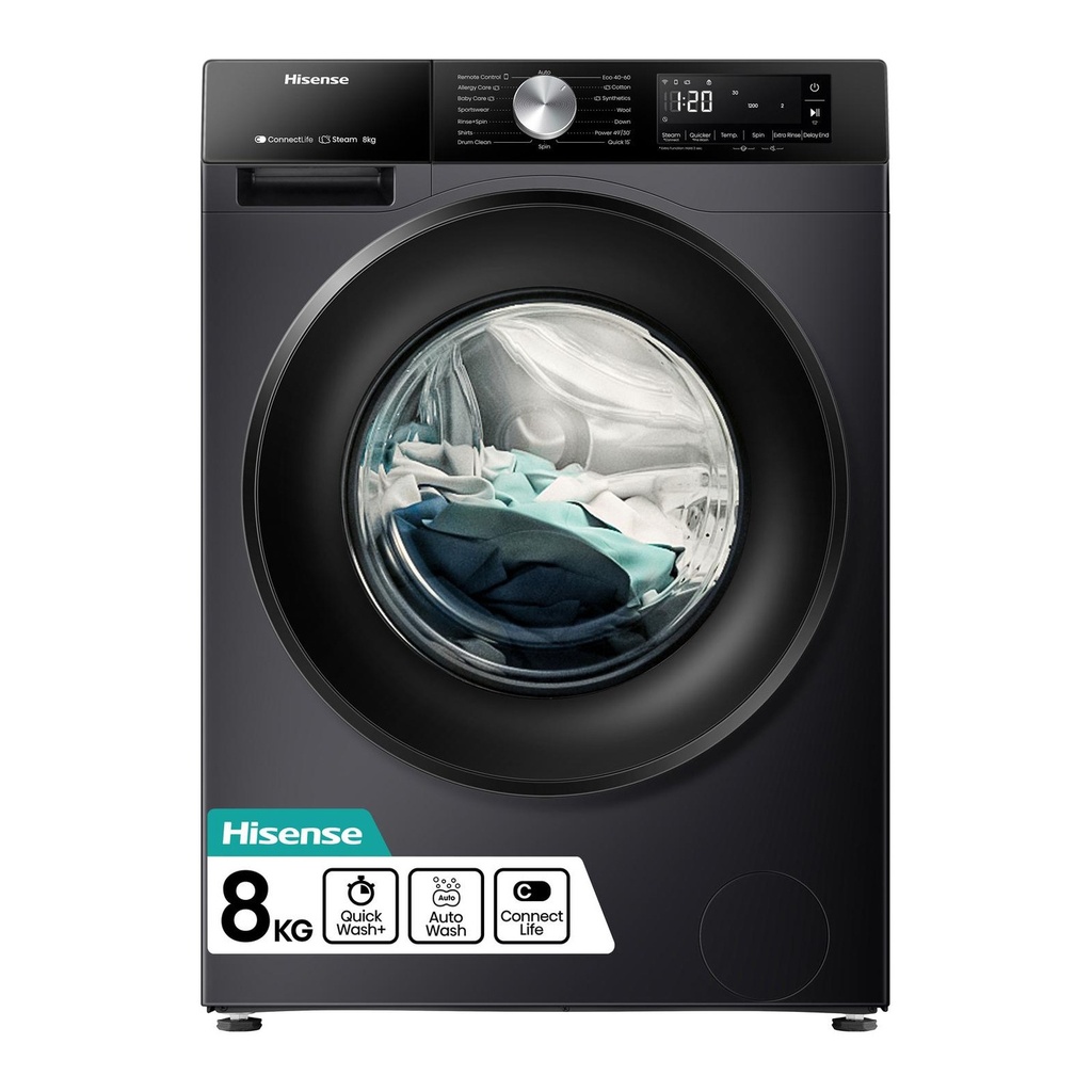 [WF3S8043BB3] Hisense WF3S8043BB3 8kg 1400 Spin Washing Machine - Black
