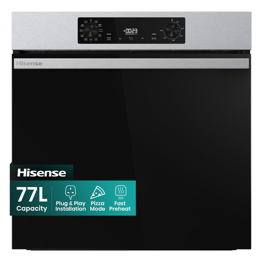 [BI622AXPGUK] Hisense BI622AXPGUK 59.5cm Built In Electric Single Oven - Black & Stainless Steel