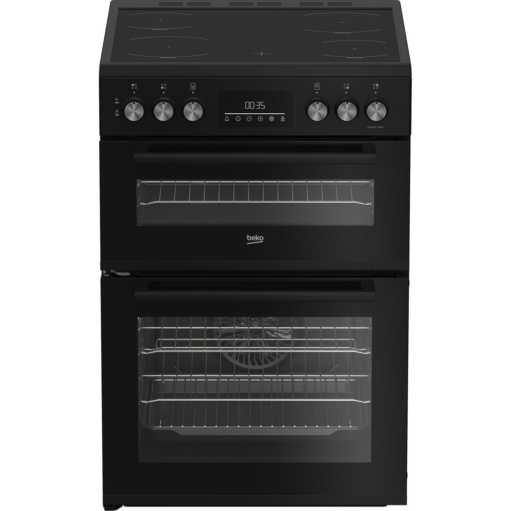 [EDC6731K] Beko EDC6731K 60cm Double Oven Electric Cooker with Vitroceramic Hob - Black