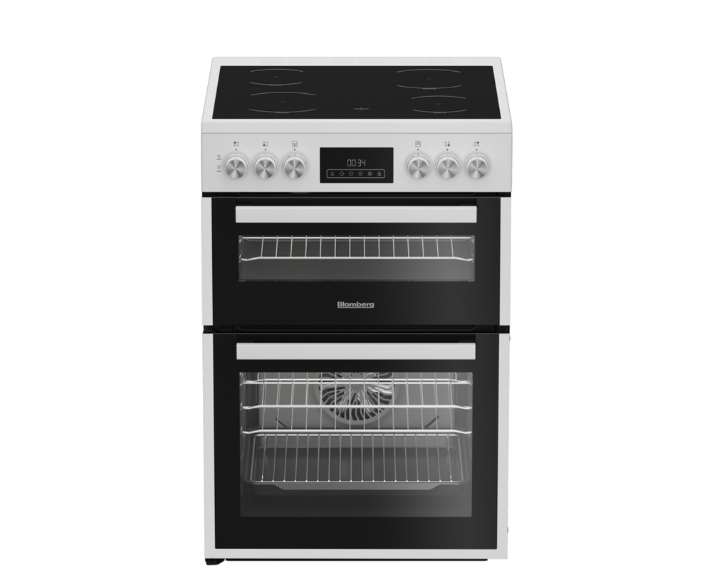 Blomberg HKRN651W 60cm Double Oven Electric Cooker with Vitroceramic Hob - White