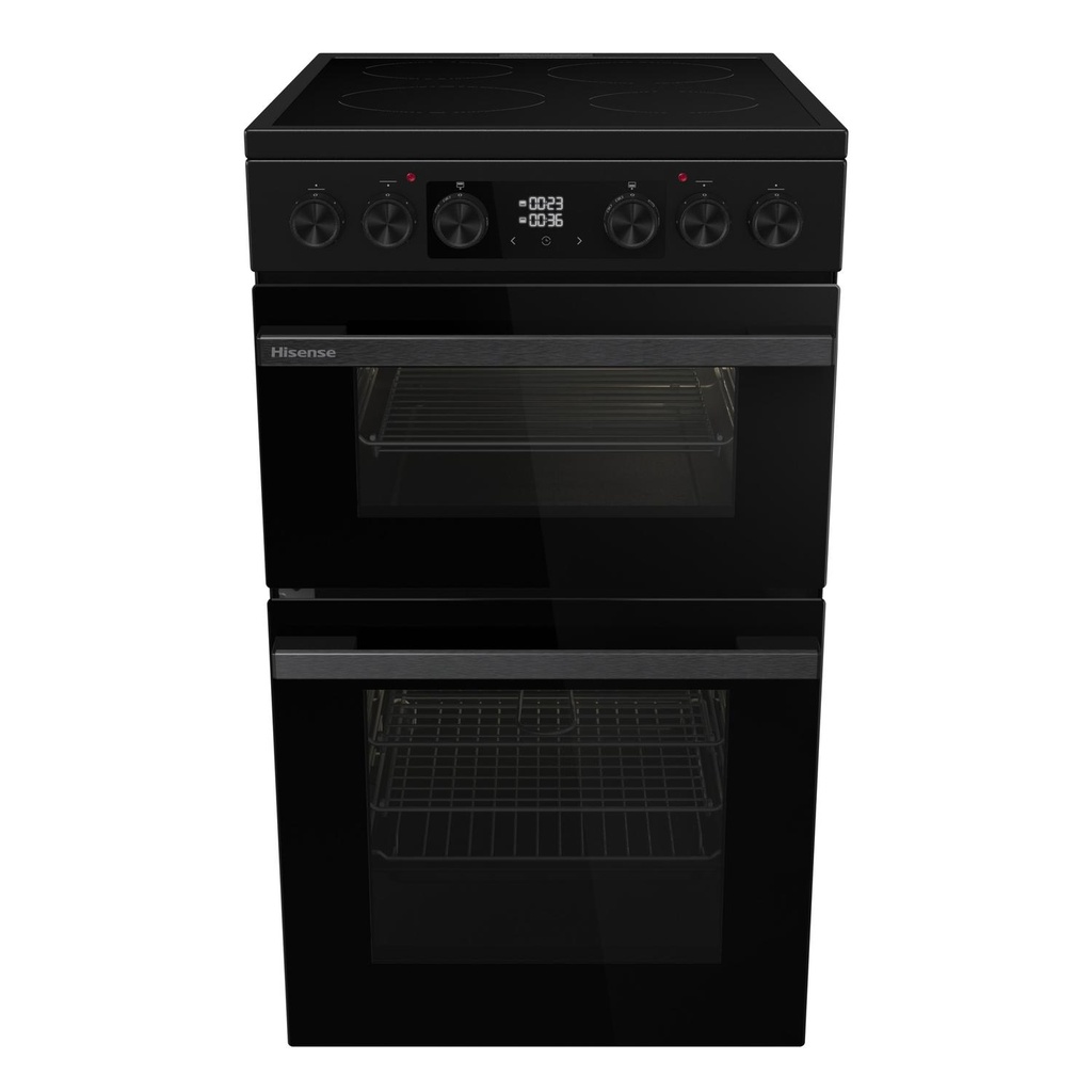 [HDCEC5C10B] Hisense HDCEC5C10B 50cm Double Oven Electric Cooker with Ceramic Hob - Black