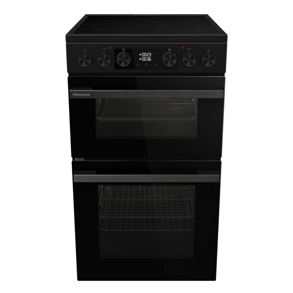 Hisense HDCEC5C10B 50cm Double Oven Electric Cooker with Ceramic Hob - Black