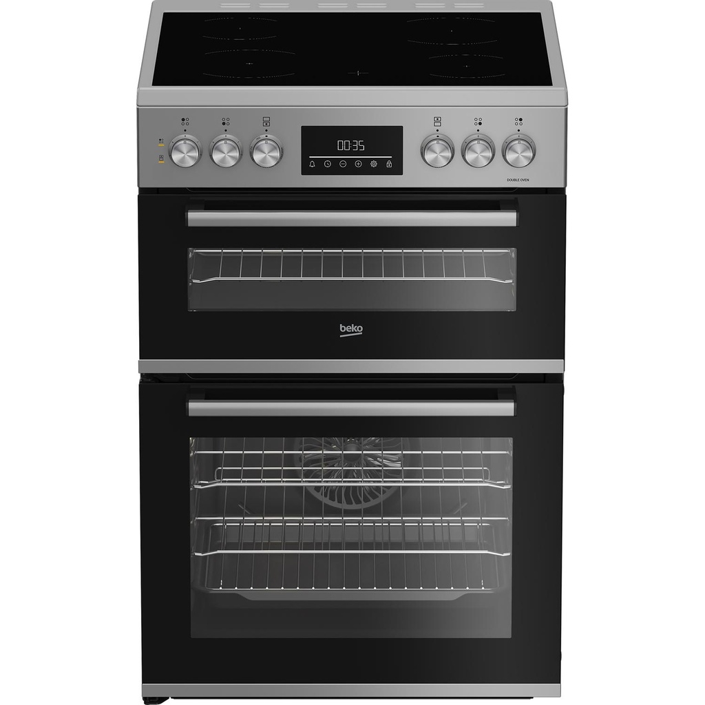 [EDC6731S] Beko EDC6731S 60cm Double Oven Electric Cooker with Vitroceramic Hob - Silver