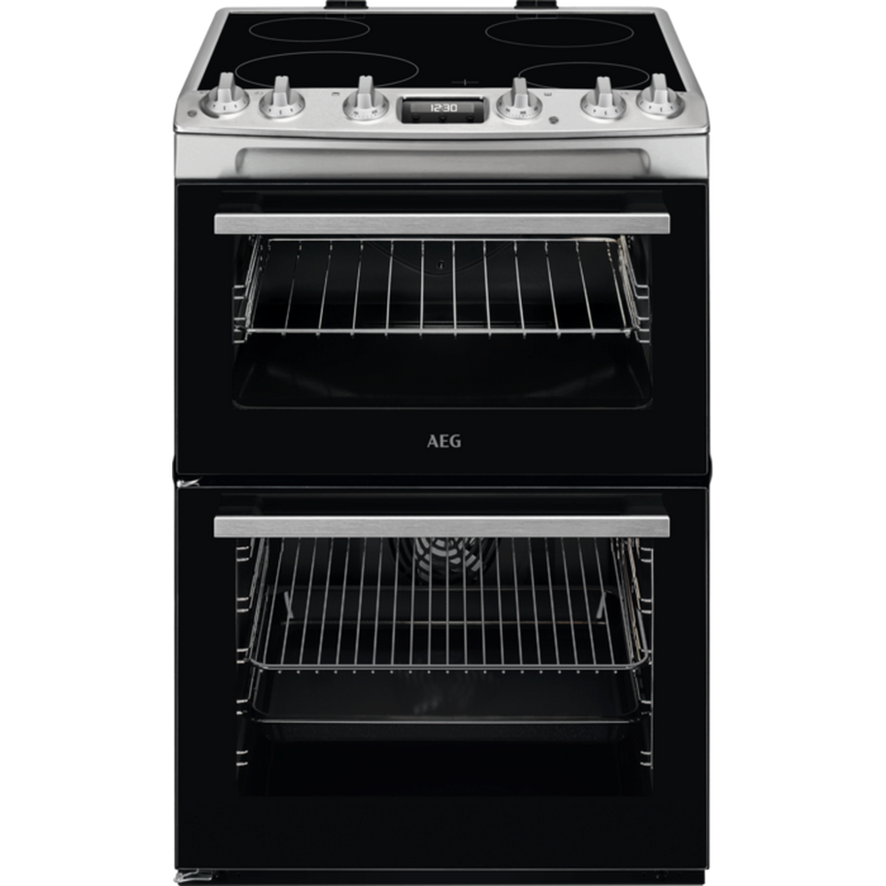 AEG CCX6530ACM 60cm Double Oven Electric Cooker with Ceramic Hob - Stainless Steel