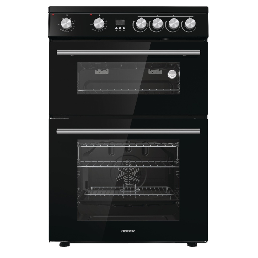 Hisense HDE3211BBUK 60cm Double Oven Electric Cooker with Ceramic Hob - Black
