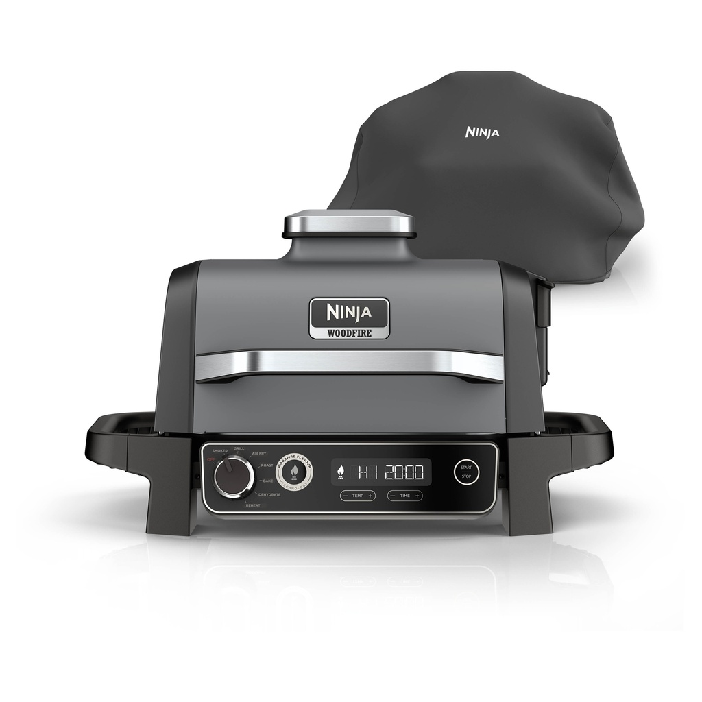 [OG703UK] Ninja OG703UK Outdoor Woodfire Electric BBQ Grill & Smoker with Cover - Black