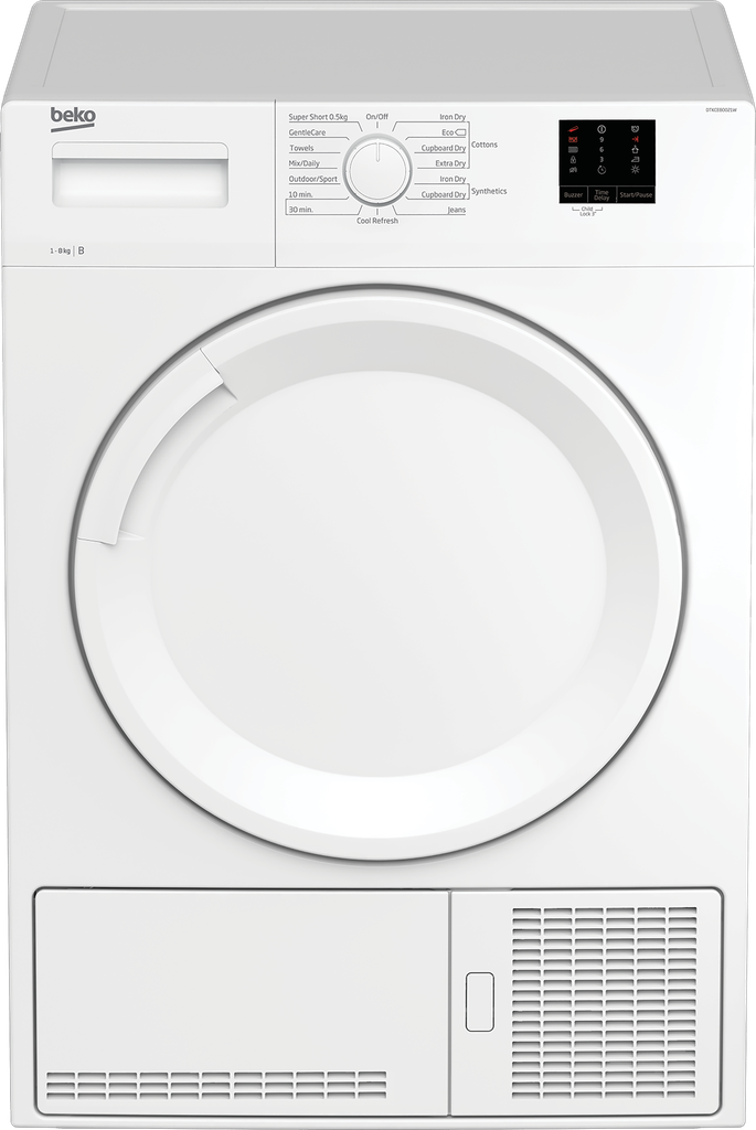 [DTKCE80021W] Beko DTKCE80021W 8kg Condenser Tumble Dryer with Sensor Programmes - White