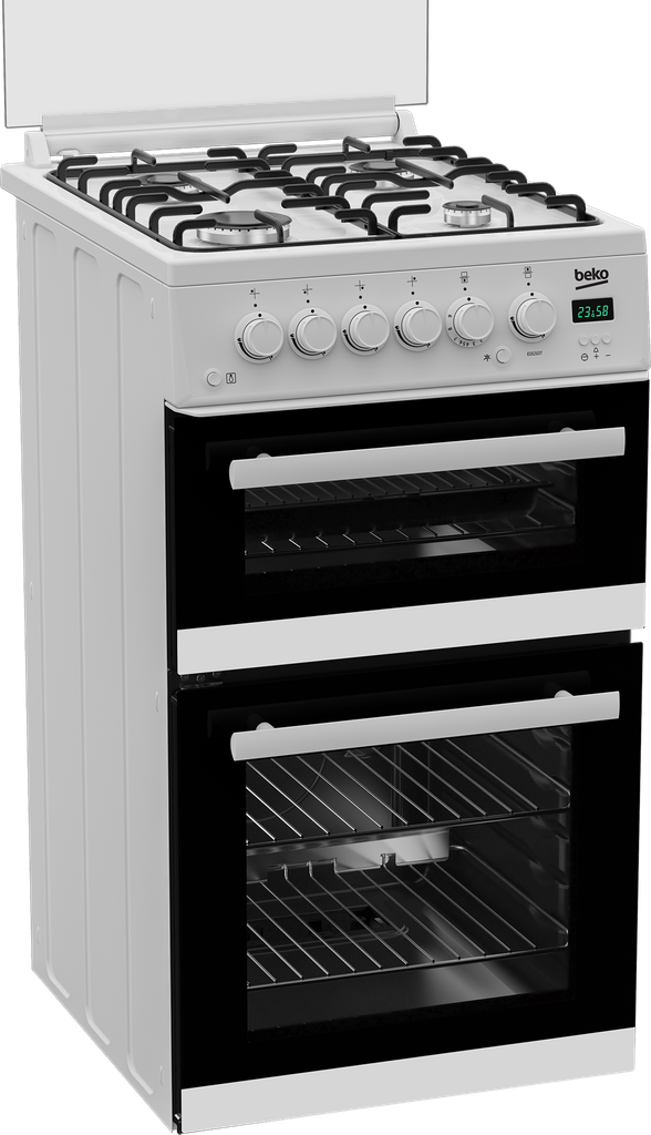 Beko EDG507W 50cm Twin Cavity Gas Cooker with Gas Hob - White