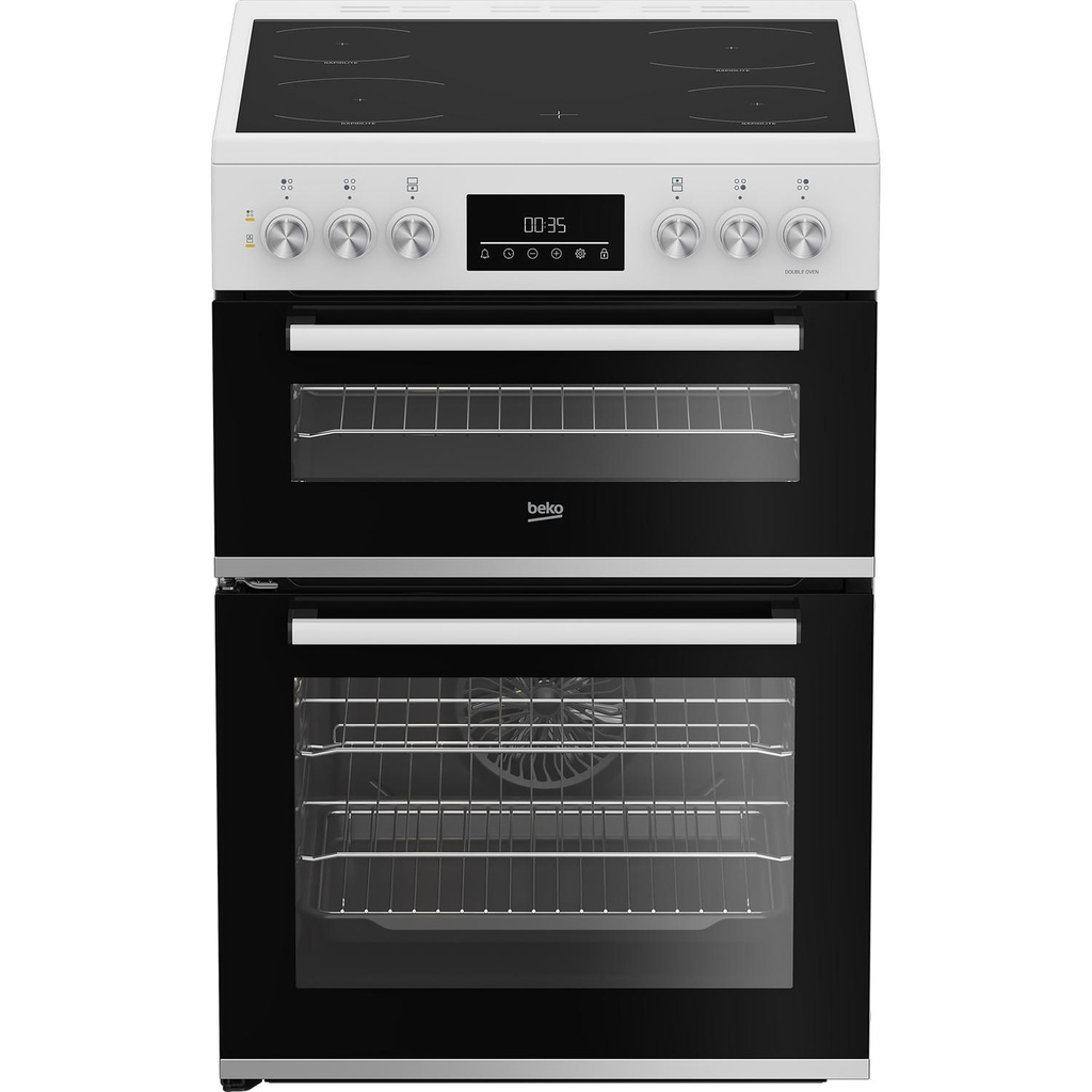 [EDC6731W] Beko EDC6731W 60cm Double Oven Electric Cooker in White Ceramic Hob