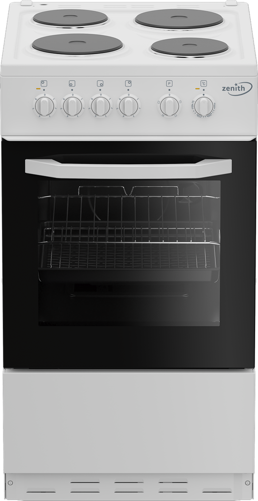 Zenith ZE503W 50cm Electric Single Oven with solid plate - hob White