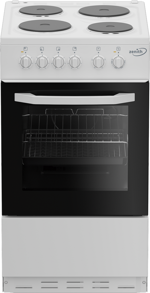 Zenith ZE503W 50cm Electric Single Oven with solid plate - hob White