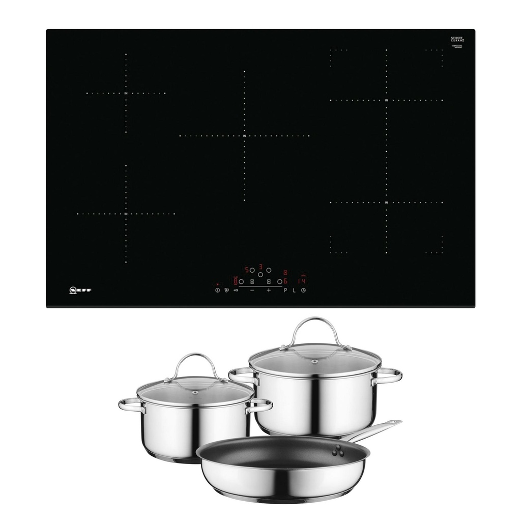 NEFF T48FD23X2KIT Frameless 80cm Induction Hob with CombiZone - Black