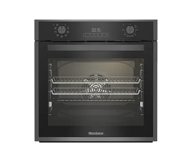 Blomberg ROEN9222DX 59.4cm Built In Single AeroChef Multi-Function Oven - Dark Steel