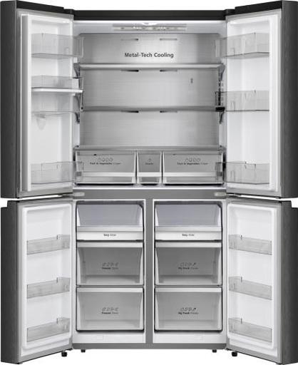 [RQ758N4SWFE] Hisense RQ758N4SWFE PureFlat Smart Fridge Freezer - Black Stainless Steel