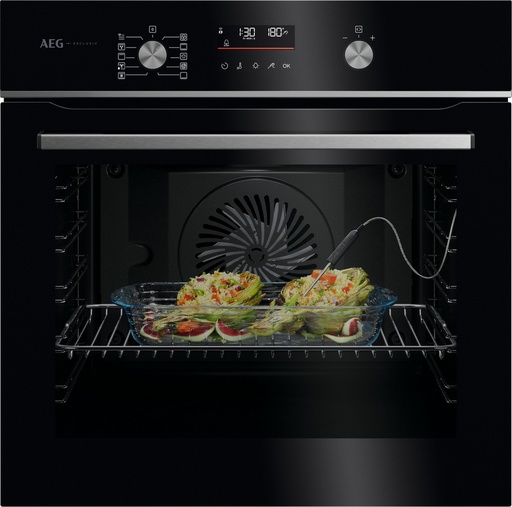 [GA5PB50FAB] AEG GA5PB50FAB 59.5cm Built In Electric Single Oven - Gloss Black with Steel Trim