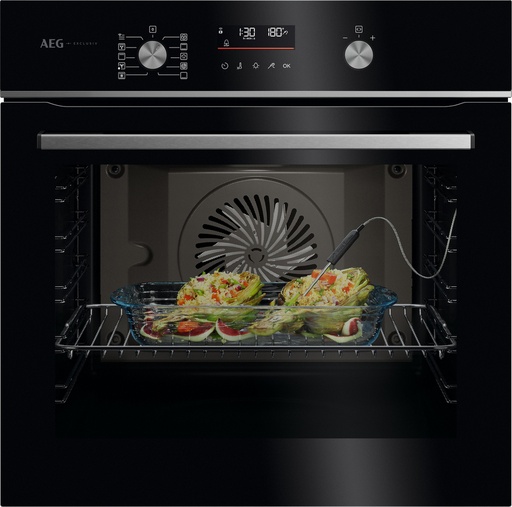 [GA5CB50FAB] AEG GA5CB50FAB 59.5cm Built In Electric Single Oven - Gloss Black with Steel Trim