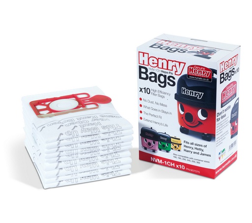 [907075] Numatic 907075 Henry HepaFlo Filter Bags - 10 Pack - White