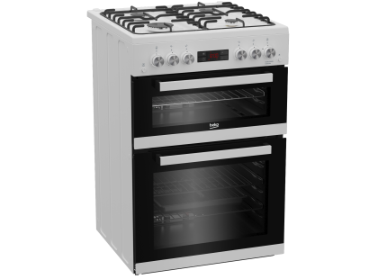 [EDG634W] Beko EDG634W 60cm Double Oven Gas Cooker with Gas Hob - White