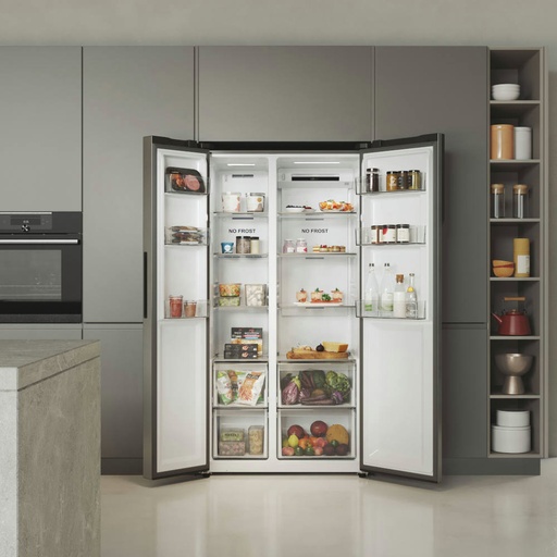 [HSR5918DNMP] Haier HSR5918DNMP 90.5cm Total No Frost Fridge Freezer - Pt. Inox